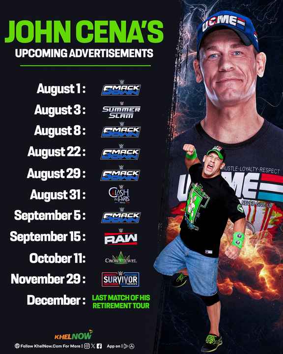 Обновленный список мероприятий WWE, где появится Джон Сина